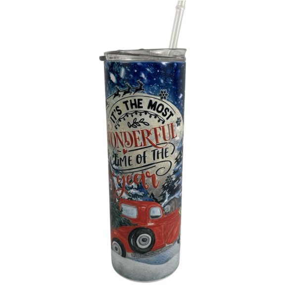Skinny Tumbler 20oz It's The Most Wonderful Time of The Year Christmas Country - Picture 2 of 10